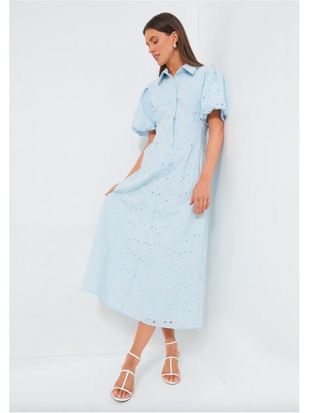 Tuckernuck Airy Blue Eyelet Delaney Midi Dress